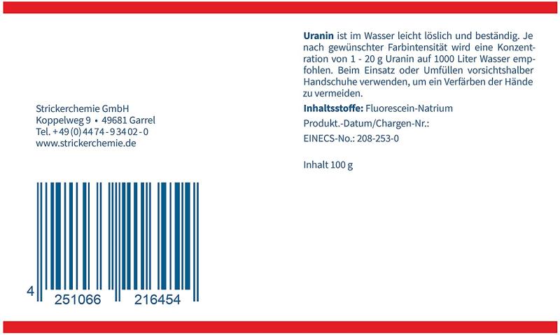 Stricker - Uranin - Hochwirksames Wasser-Färbemittel